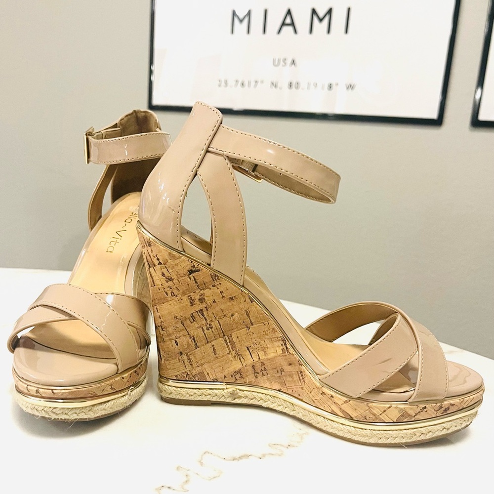 Beige wedges size 7.5 heels